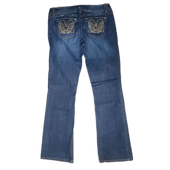 Candies Flared Leg Embroidered Backs Pockets Med Wash Jeans Size 13 - Picture 2 of 8